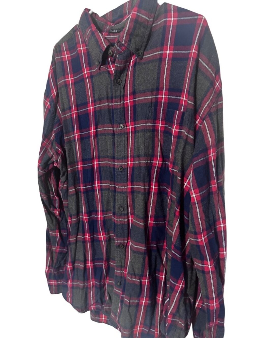 St. John’s Bay red blue and gray plaid cotton classic fit shirt size XXL